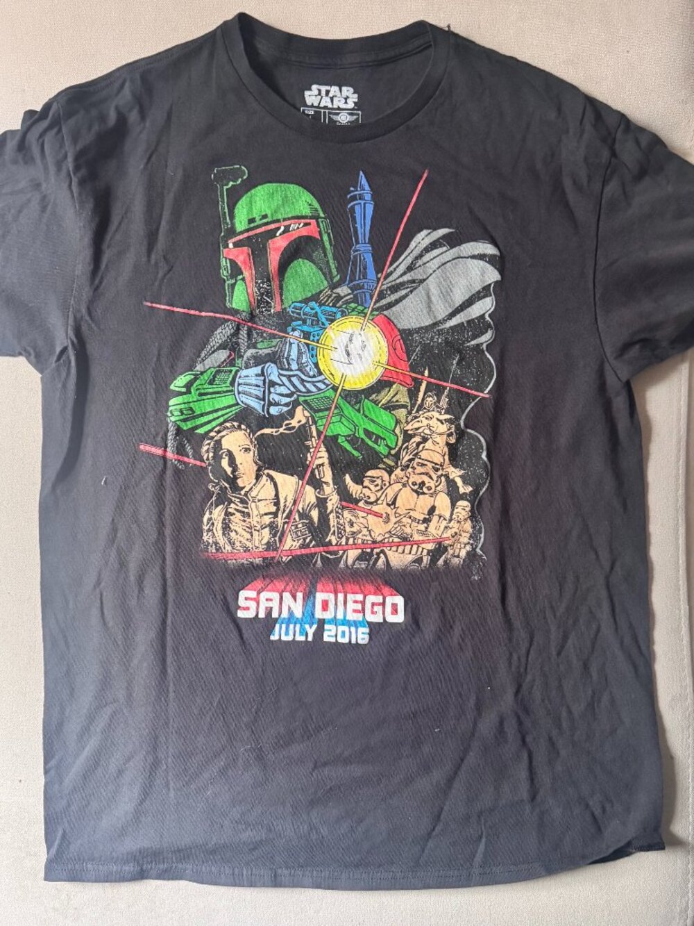 Star Wars Boba Fett San Diego Comic Con 2016 Men's Size Large Graphic T-Shirt